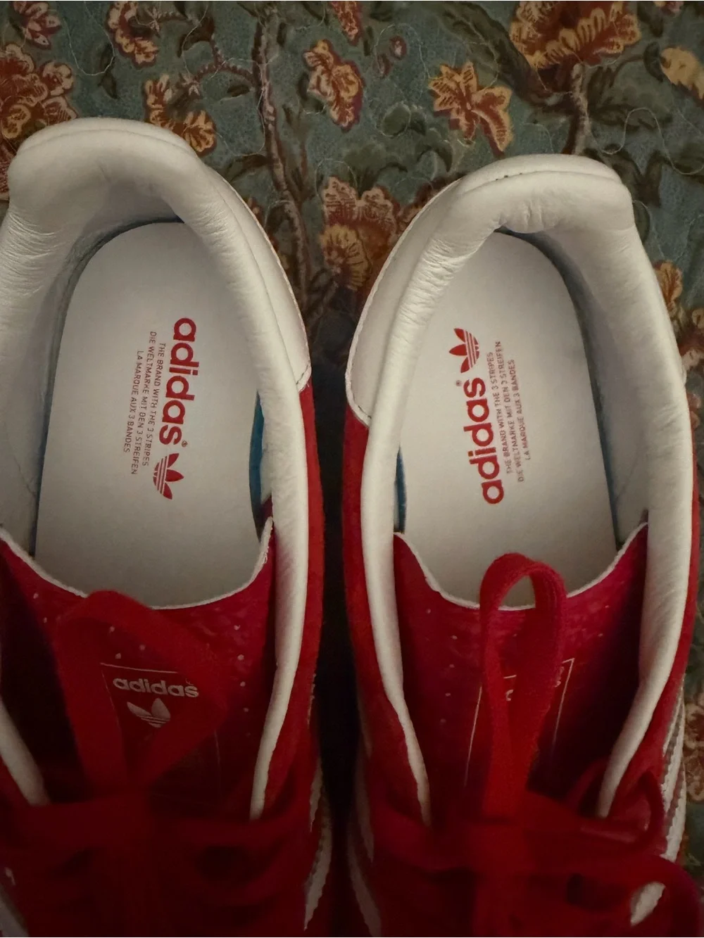 adidas Red Suede Sneakers with White Three Stripes
